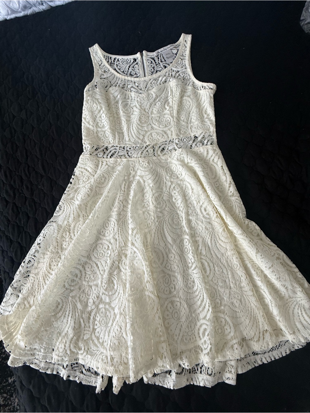 Women's Cream Colored Lace Slip Dress - Elegant Lace